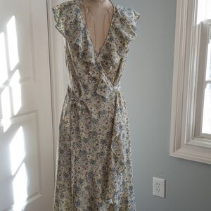 Max Studios Floral Wrap Dress with Ruffle Details